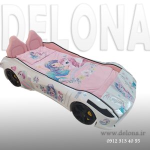 تخت خواب دخترانه ماشینی تکشاخ برند دلونا