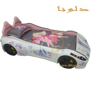 تخت خواب دخترانه ماشینی تکشاخ