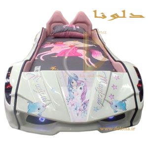تخت خواب دخترانه ماشینی تکشاخ